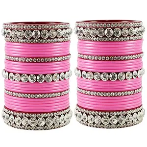 MAYA FASHION Light Pink Stone Acrylic Bangle Elegant Extra Large Size Bangle | Perfect Fit for Plus Size banglesTrendy and Comfortable Fit for woman and girls | (Sku-ban1676)