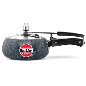 Hawkins 2 Litre Ceramic Nonstick Pressure Cooker, Induction Inner Lid Cooker, Granite Contura shaped Cooker, Best Cooker, (ICC20)