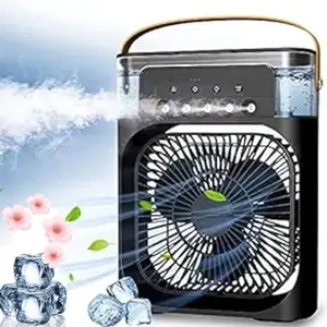 Enfogo?12 YEARS WARRANTY? Portable Air Conditioner Fan. This black air fan features a 500 ml water tank, USB personal cooler, mini humidifier
