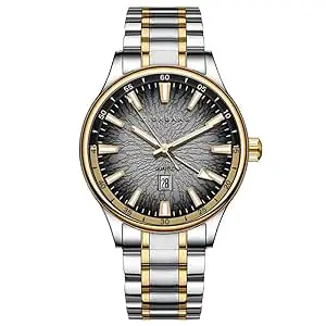 Giordano Analog Watch for Men with Round Dial, Luminous Hands & Hour Markers, Stainless Steel Strap