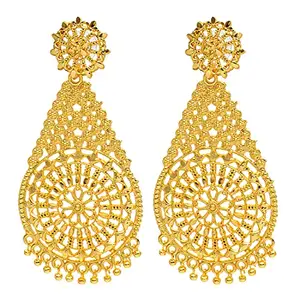 Shining Jewel - By Shivansh Shining Jewel Traditional Indian Gold Plated Chandelier Long Earring for Women (SJE_11)