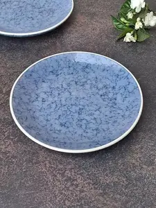CRAFTOKRI Blue Ceramic Quarter Plate Elegant Dining Essential 18X18X3Cm