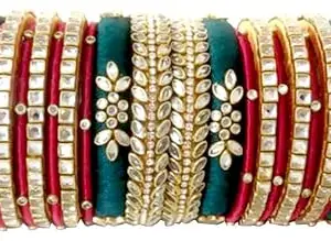 Neta Jewels Silk thread bangles kundan bangles colour Green and Red use for women/girls (2-8) (2-6)