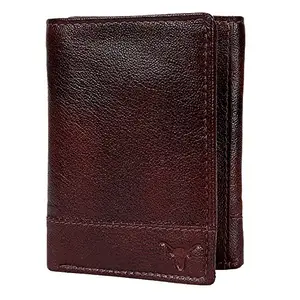 Hidekraft Leather Trifold Wallet for Men (Brown)