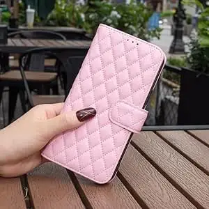 TROUNCE for VIVO V70 Elite Mobile Flip Cover Vegan Leather with Wallet Card Holder | Kickstand & Magnetic Closure - Quilt Pink