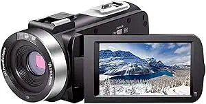 Video Camera Camcorder,Ultra HD 2.7K Vlogging Camera 30FPS 30MP 16X Digital Zoom 3.0 Inch Rotatable WiFi Camcorders with Microphone IR Night Vision&2Batteries