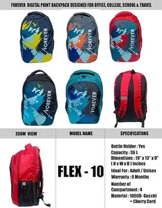 Forever Flex 10 Digital Print Casual Laptop Backpack/Office Bag/School Bag/Collage Bag/Business Bag/Travel Bag With 6 Months Warranty For Man