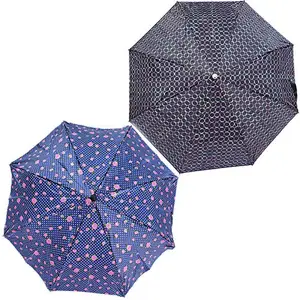 Rainpopson 3 Fold Umbrella for Women | Umbrella for Men 3 Fold | 3 fold Colour Umbrella | Umbrella Combo Pack of 2 | Umbrella for Girls (Multicolour) Set of 2 (FR_276)