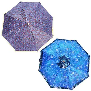 Rainpopson 2 Fold Printed Umbrella Big Size Umbrella for Women Stylish & Men UV Protection Ladies Umbrella Combo for Summer & Rainy Season (Multicolour) - Combo Pack of 2