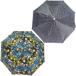 Rainpopson 3 Fold Umbrella for Women | Umbrella for Men 3 Fold | 3 fold Colour Umbrella | Umbrella Combo Pack of 2 | Umbrella for Girls (Multicolour) Set of 2 (FR_502)