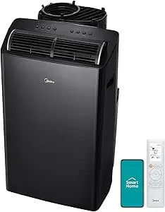 MIDEA MAP08R1CWT Portable Air Conditioner, Dehumidifier, Fan 3-in-1, 8,000 BTU(for Rooms up to 175 sq.ft)