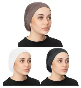 3 Pieces Under Scarf Hijab Cap Bandana Head Gear Wear Turban Head Wraps Scarf Solid Color Hijab Tube Stretch Dreadlocks Tube