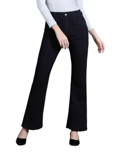 Visit the Miss Chase Store Miss Chase Women's Wide-Leg High-Rise Regular-Length Stretchable Shaping Denim Jeans
