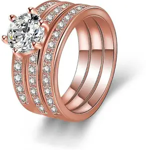 MYKI Effortless enchantment Glossy MultiPack American Diamond Ring for Women & Girls