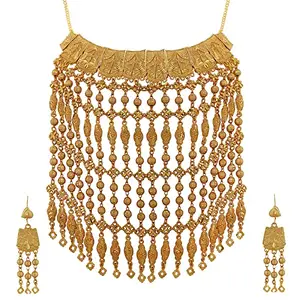 Alamod The dwelling of Trend Alamod Bridal Alloy Gold Plated Choker Necklace Set For Women TNS_130
