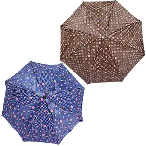 Rainpopson 3 Fold Umbrella for Women | Umbrella for Men 3 Fold | 3 fold Colour Umbrella | Umbrella Combo Pack of 2 | Umbrella for Girls (Multicolour) Set of 2 (FR_538)