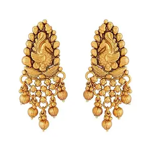 Kushal's Fashion Jewellery Gold Plated Ethnic Antique Earring - 412219