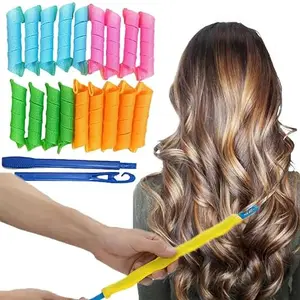 Raaya No Heat Hair Spiral Curlers Hair Rollers Self Hair Rollers 18 Roller 2 Pcs Hair Styling Hooks for Women and Girls
