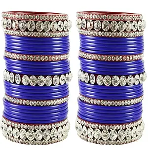 MAYA FASHION Blue Stone Acrylic Bangle Elegant Extra Large Size Bangle | Perfect Fit for Plus Size banglesTrendy and Comfortable Fit for woman and girls | (Sku-ban1678)