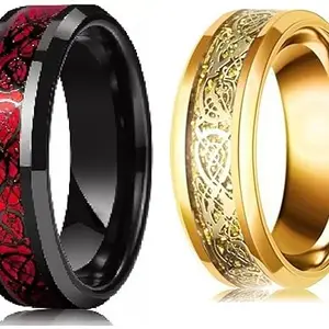 Women Combo Black Red & Black Gold Dragon Ring (IR627)