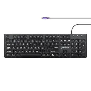 Perixx PERIBOARD-117P Wired PS2 Full Size Keyboard - Big Print Letters - US English