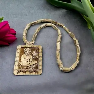 Stone Jewels Bageshwar Dham Sita Ram Tulsi Mala with Hanuman Ji Locket ????? ?? ???? Tulsi Ki Mala Original Kanthi Mala Original Tulsi Ki Lakdi Holy Basil Wood Rosary for Meditation