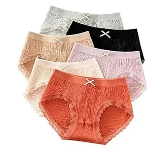 Royal Luxury Seamless Mid Waist Panty Traceless Japanese Girls Underwear Ladies Cotton Crotch Skin Friendly Antibacterial Breathable Lace Edge