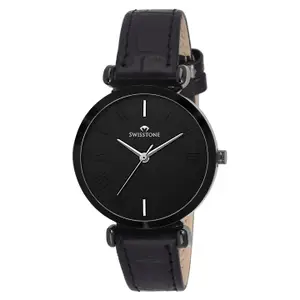 Visit the SWISSTONE Store SWISSTONE Leather Strap Analog Wrist Watch for Women (Black/Brown/Red) - CK312