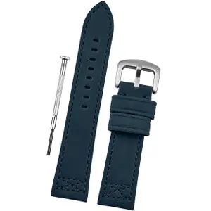 DBLACK "CROXX'' Leather Watch Straps, Nylon X-Stitch Design Watch Belt // For 20mm, 22mm, 24mm, 26mm, 28mm, or 30mm Watch Band (Choose Your Size & Color)