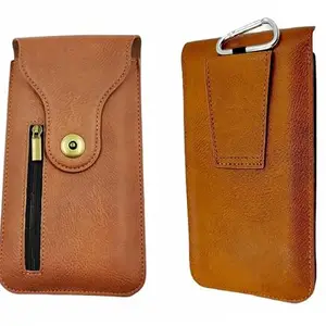 HARITECH HARITECH Double Mobile Phone Belt Clip Case with Card & Money Pocket for Honor Play 40 Plus/Honor X40 GT/Honor Play6C / Honor X6 / Honor X40i / Honor X40 - Brown (2 Pocket 6.5 & 5.5 inch Mobile)