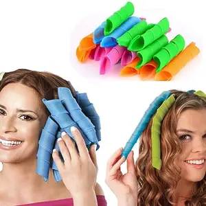 BOXO Set Of 18 Pieces Magic Spiral Hair Curler Rollers Styling Kit With Styling Hook