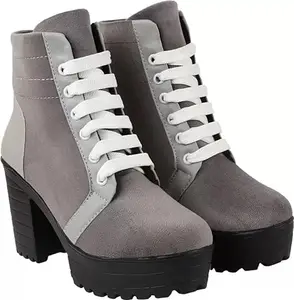 STRASSE PARIS Women's Boots |Stylish, Trendy, Comfortable,Causal Boots Grey Color For Women and Girls Outdoor and Holiday Outings
