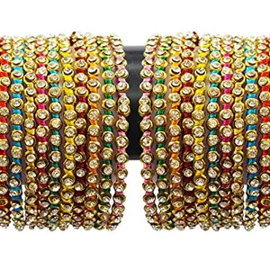 YouBella Fashion Jewellery Traditional Thread Multi-color Gold Plated Bracelet Bangle Set of 24 Bangles Jewellery For Girls and Women