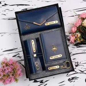 Imagine Gift Customized Wallet, Keychain, Sunglass & Passport Cover with Name & Charm I Personalized Gift Combo Set for Girlfriend Women Wife Birthday Anniversary, with 49 Charm Options (Wine)