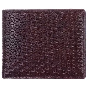 BLU WHALE Pure Leather Men's Wallet Sleek with Stylish Texture (Brown)
