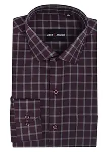 MARK & ALBERT 100% Cotton Full Sleeves Regular Fit Formal Shirt for Men Blue