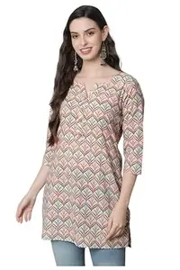 Ethnic Lady Rayon Multicolor Printed Short Kurti for Women | Kurtis Tops for Women Western Outfit | Stylish Casual Women Tops | Tunics Top with 3/4 Designer Sleeves