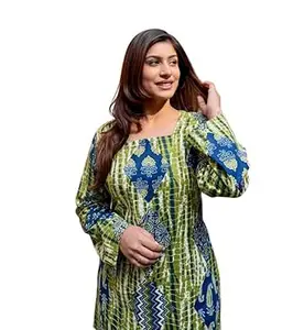 Cotton Top, Diamond Print Pattern, Long Sleeve, Casual Tunic Style
