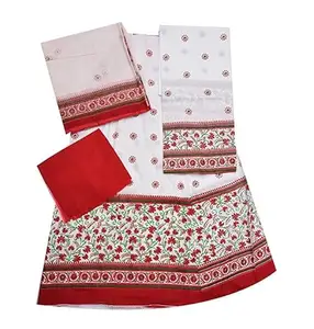 Yuviraj Fashion Hub Women's Heavy Chiffon Unsttiched Rajputi Poshak(Red& white)