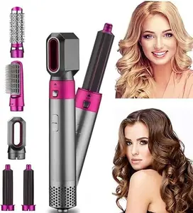 DTOS 5 in 1 Multifunctional Hair Dryer Styling Tool, Detachable 5-in-1 Multi-Head Hot Air Comb, The Negative Ion Automatic Suction Hair Curler