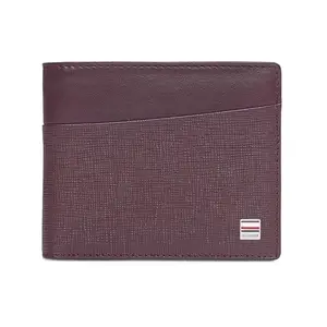 Tommy Hilfiger Men Leather Global Coin Wallet - Wine, (Lomond)