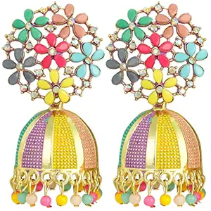 Fashion Frill Plushy Earrings For Women Floral Design Gold Plated Jhumka Earrings For Women Girls