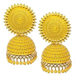 SUBHAGALANKAR Fashion Jewellery Gold Plated Jhumka/Jhumki Earings for Women Traditional Earrings for Girls. (yellow)