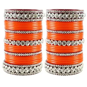 MAYA FASHION Orange Stone Acrylic Bangle Elegant Extra Large Size Bangle | Perfect Fit for Plus Size banglesTrendy and Comfortable Fit for woman and girls | (Sku-ban1670)
