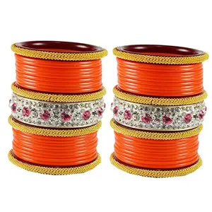 MAYA FASHION Orange Stone Acrylic Bangle Elegant Extra Large Size Bangle | Perfect Fit for Plus Size banglesTrendy and Comfortable Fit for woman and girls | (Sku-ban1848)