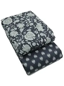 Sun Fashion And Lifestyle Women's Pure Cotton Unstitched Printed Jaipuri Dress Material (TB20_Blue)