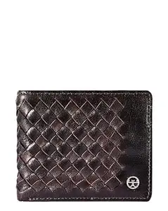 eske Arden Men’s Genuine Leather RFID Blocking Bi-Fold Wallet | Handwoven Pattern | 2 Note Compartments, 3 Card Slots, 2 Slip Pockets | Premium Slim Wallet Gift for Men