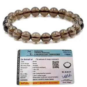 Divine Crystal Treasures Natural Smoky Quartz Semi Precious Gemstone Bracelet, Crystal Stone 8mm Beads Bracelet Round Shape for Reiki Healing, Crystal Healing and Chakra Balance