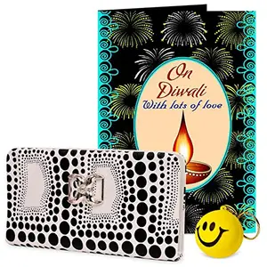 Alwaysgift On Diwali with Lots of Love Ladies Wallet, Smiley Keychain,s & Greeting Card Hamper