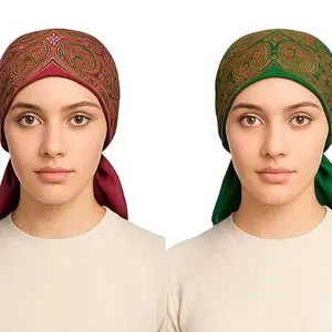 Women's Winter Woolen Printed Head Scarf Cap | Stylish Warm Headwear for Girls & Women | Free Size | Pack of 2